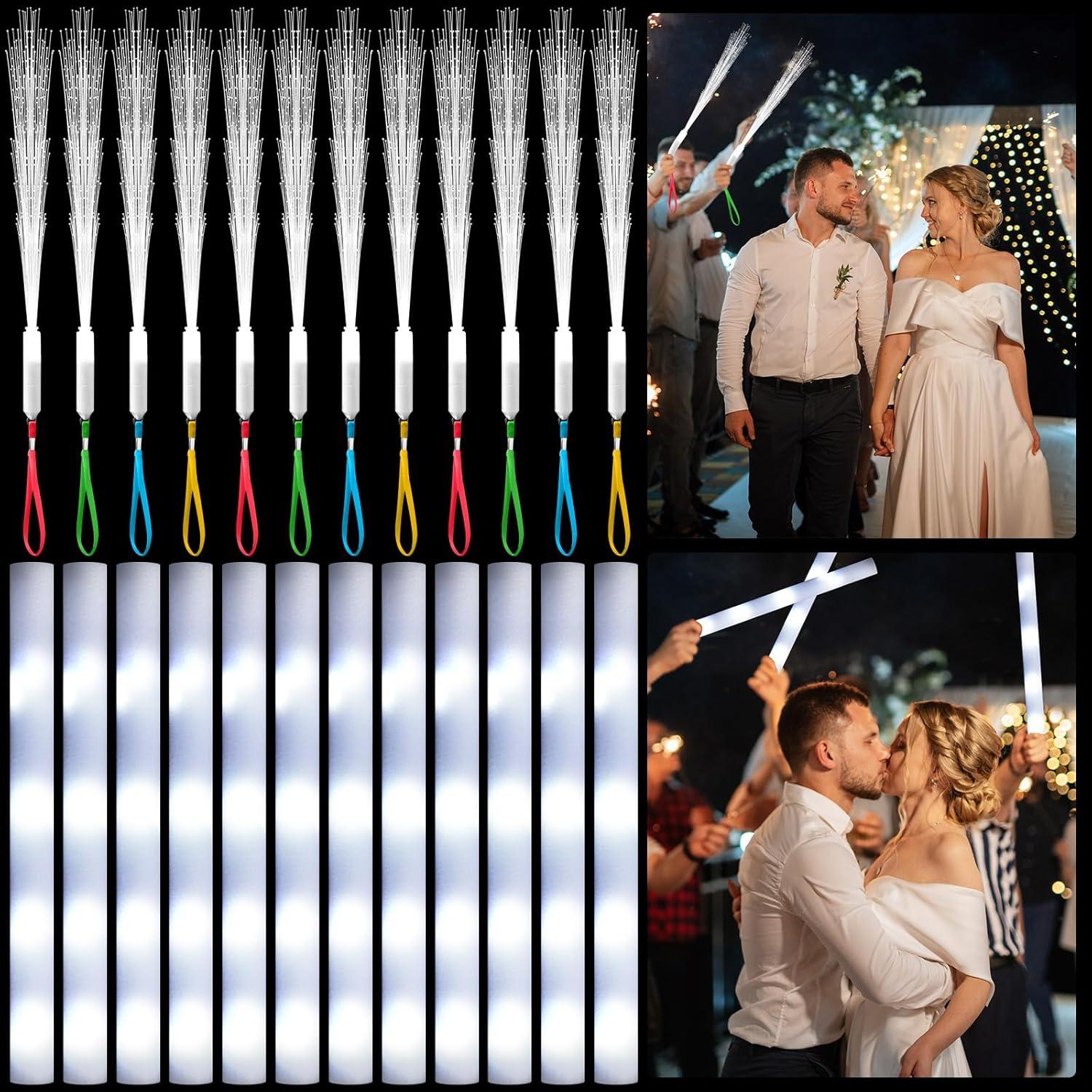Flashing Led Foam Sticks Party - 20 buah tongkat serat optik putih
