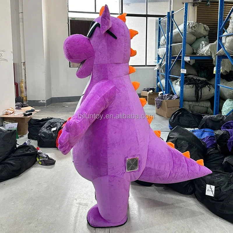 Inflatable Dinosaur Costume Adult - Kostum Maskot Dinosaurus Ungu Tiup untuk