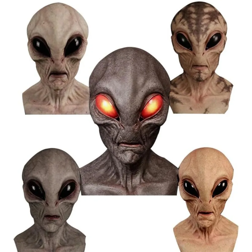 Latex Alien Mask Realistic - Topi Alien Kostum Halloween yang Sedang