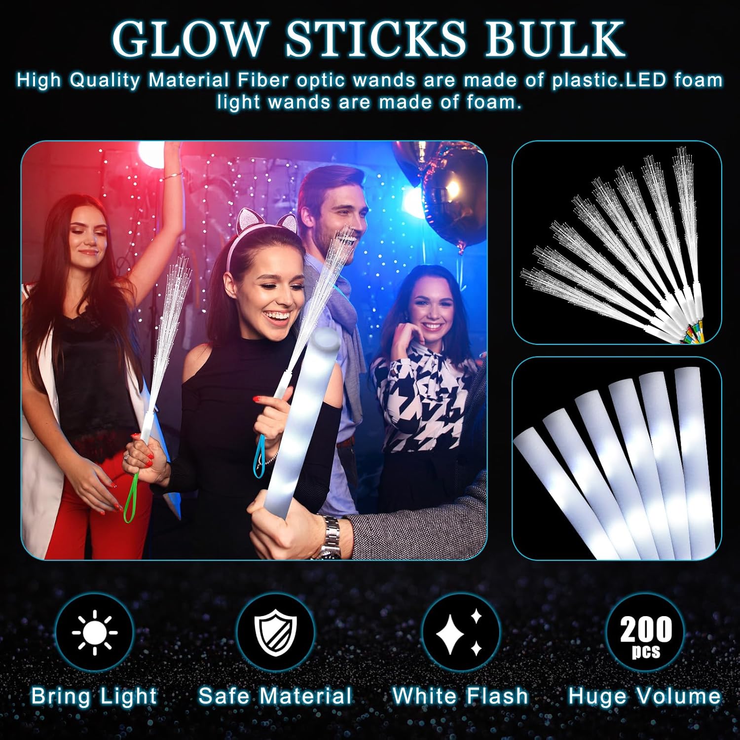 20 buah tongkat serat optik pu - Flashing Led Foam Sticks Party ulasan dan harga