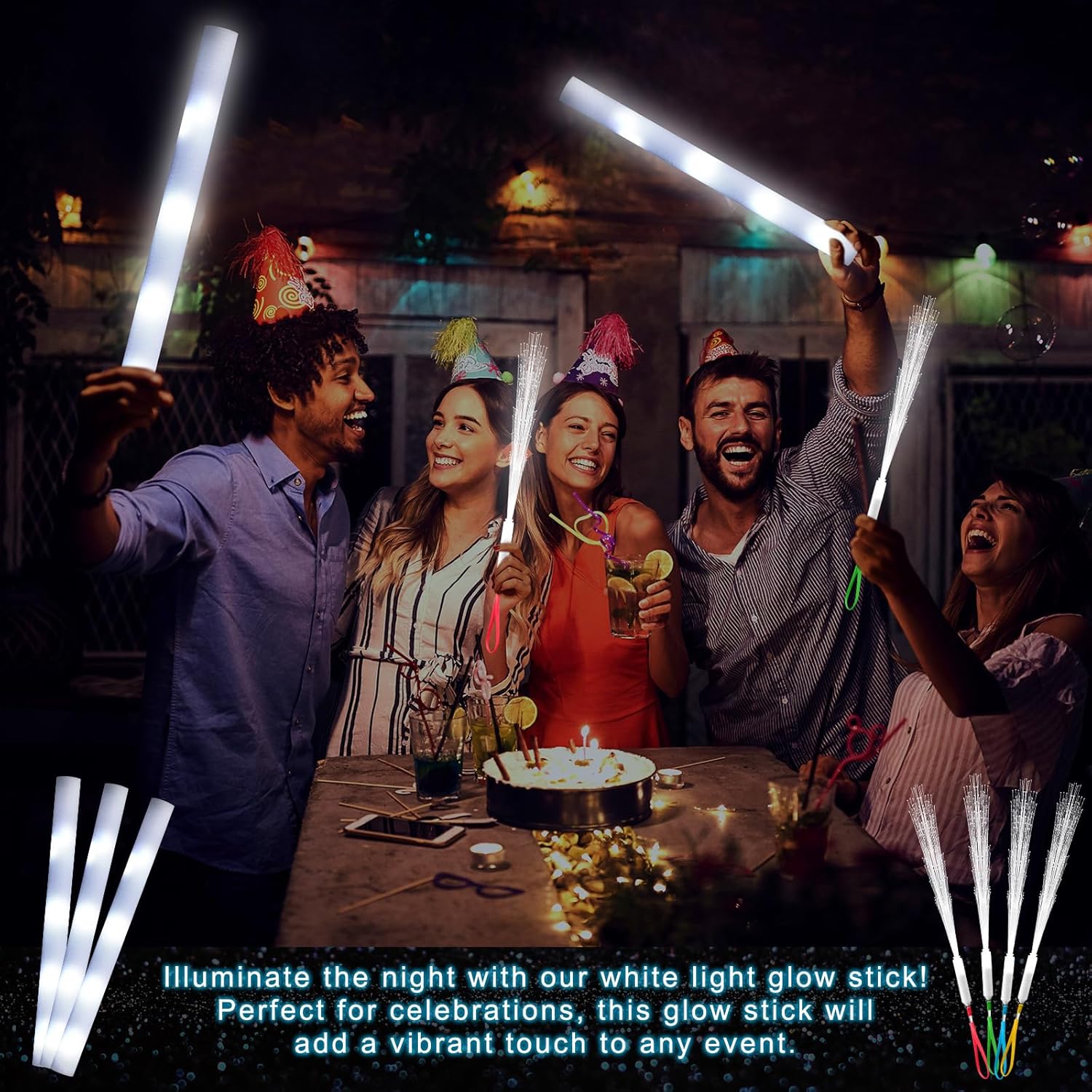 20 buah tongkat serat optik pu - Flashing Led Foam Sticks Party ulasan dan harga